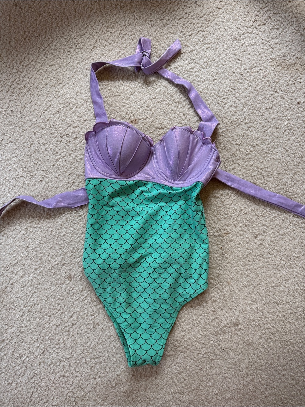 Disney Purple and Green Mermaid-Style One-Piece Swimsuit